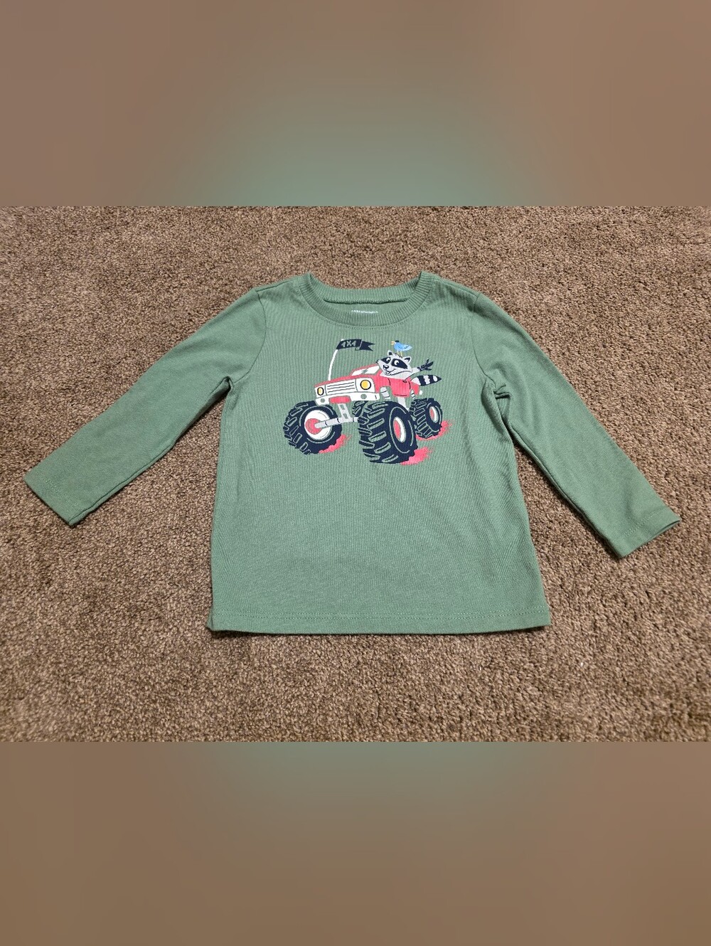 💓 3/$15 Garanimals 2T Boy's Green Long Sleeve T-Shirt With Truck